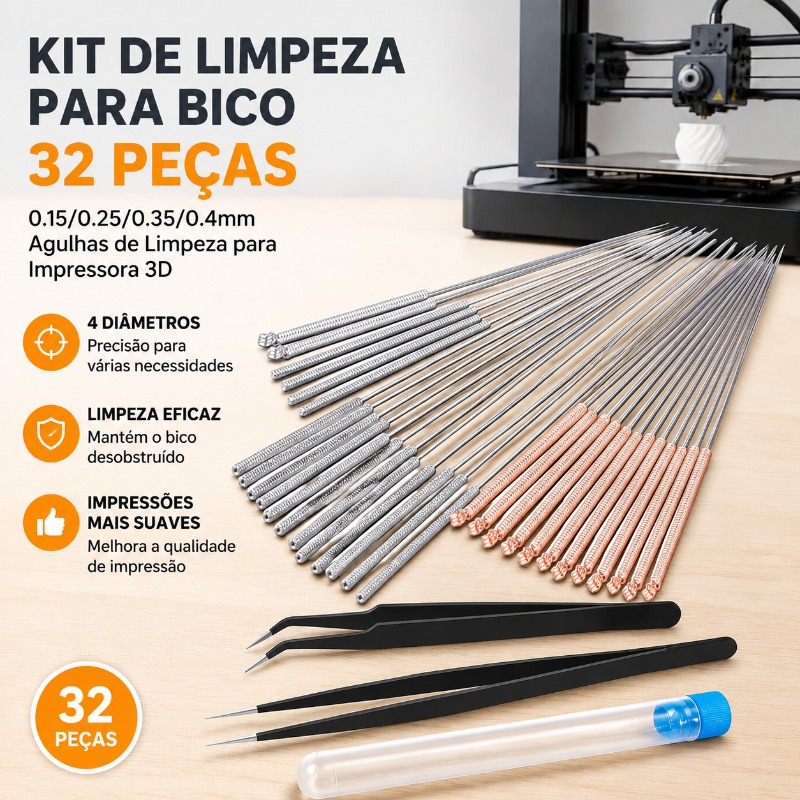 3D Printer Extruder - 32個入り3Dプリンターノズルクリーニングニードルキット、0.15/0.25/0.35/0.4mmステンレス製詰まり除去ニードルセット（3Dプリンター押出機用）