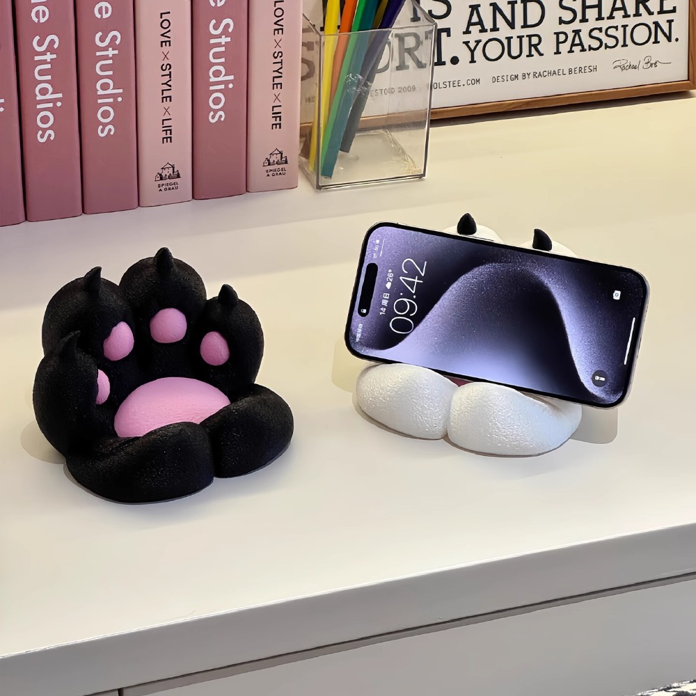 3D Printing Watch - 1pc かわいい猫の足の形 3D プリント電話スタンド多機能デスクトップ装飾品アンチシェイクレイジーブラケット観戦用デスク装飾