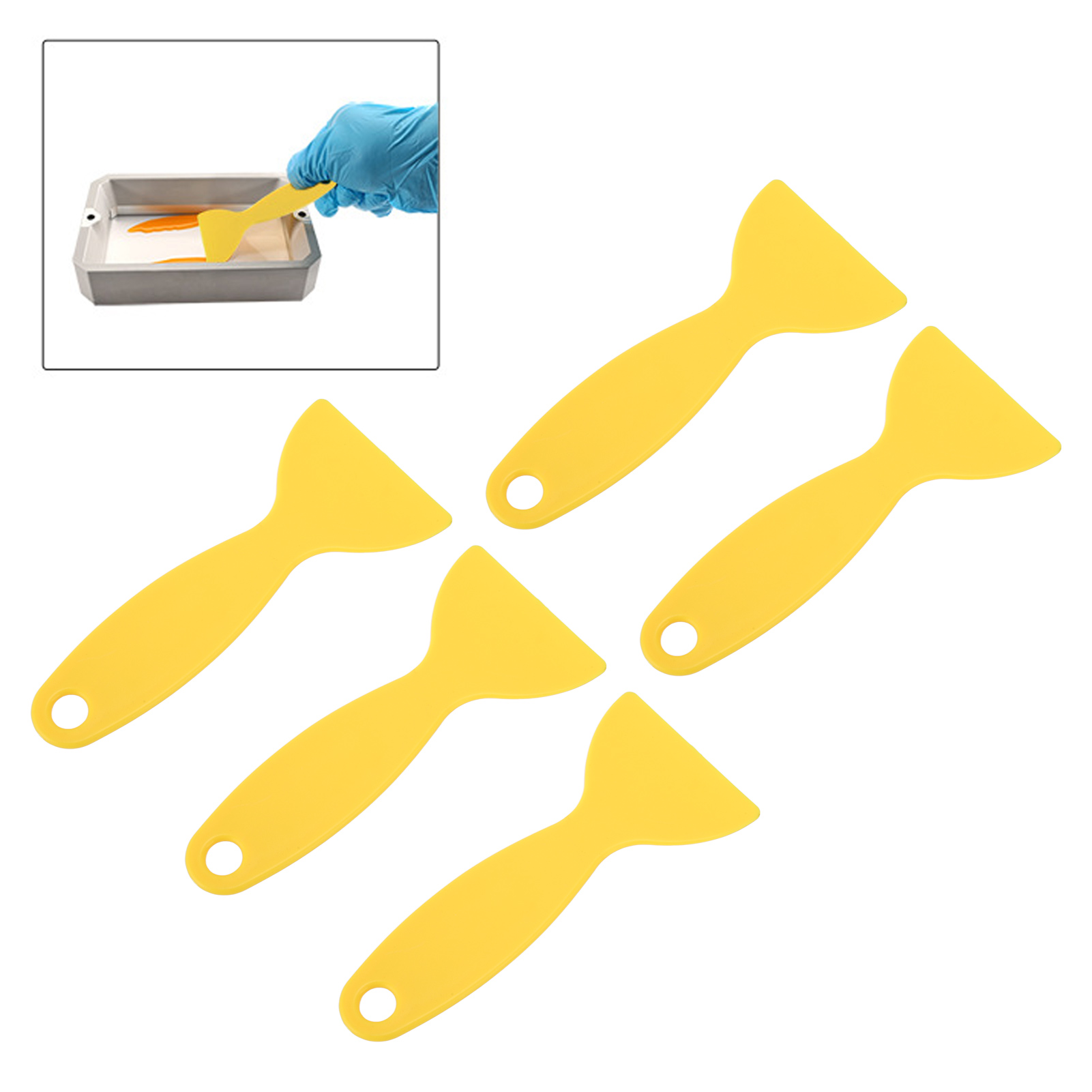 Print Removal Spatula - 5個入りフレキシブル3Dプリンタースパチュラ – LCD/MSLA/DLP 3D印刷用ユニバーサル樹脂除去スクレーパー、黄色のプラスチック製ビルドプレートツール