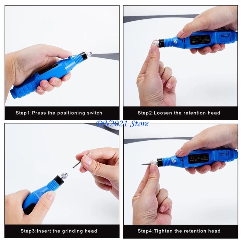3D Printing Pen - F3KE 電気ドリルセット 3D 印刷ミニ電気サンダーモデルクリーニングドリルペンクリスタル爪研磨研削ツール