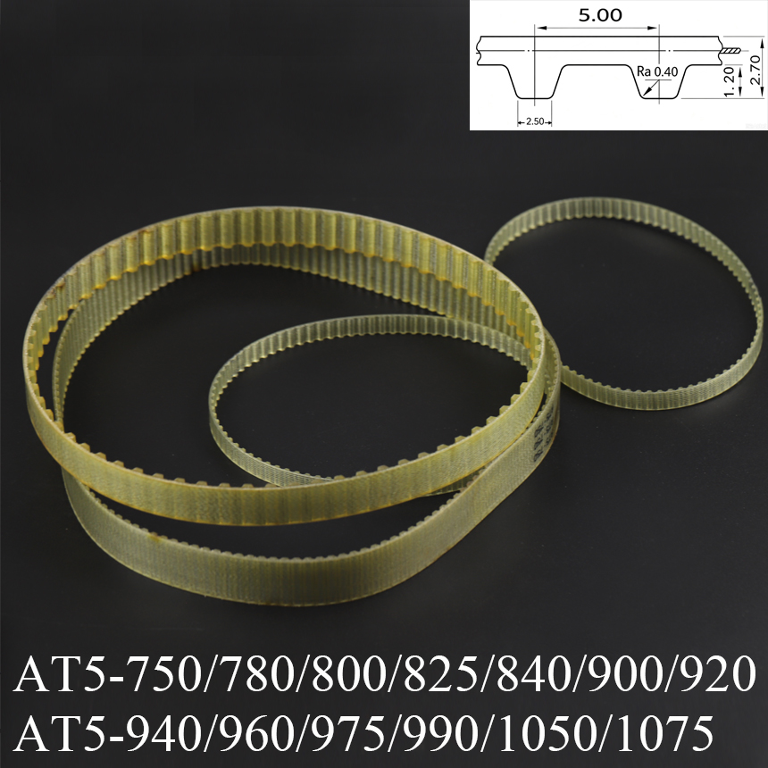 Timing Belt - AT5-750/780/800/825/840/900/920/940/960/975/990/1050/1075 5mmピッチ AT5 PUスチールワイヤー台形歯付き同期タイミングベルト