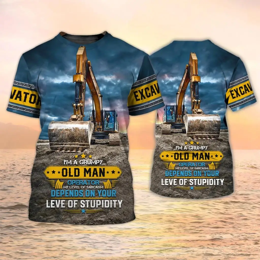 掘削機 Tシャツ重機オペレーター 3D プリント少年少女ファ - 3D Printing Operator のレビューと価格